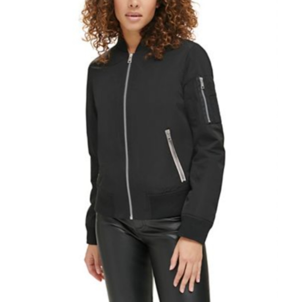 Levi's Lightweight Zip-Detail Bomber Black Jacket L